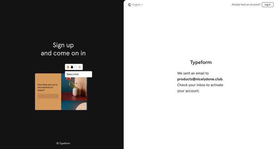 Typeform
				signup page example