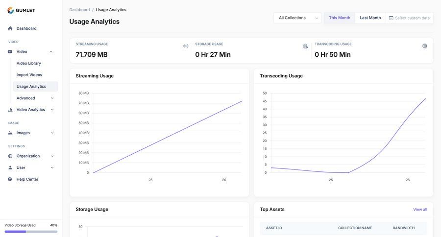 Gumlet
			 dashboard sidebar navigation grid analytics dashboard dashboard warning dropdown filters sidebar date picker data visualization performance metrics monitoring business intelligence kpi dashboard progress bar table analytics ui page example