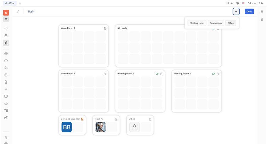 Huly
			 collaboration dashboard user management grid delete scheduling meetings navigation sidebar data visualization ui page example