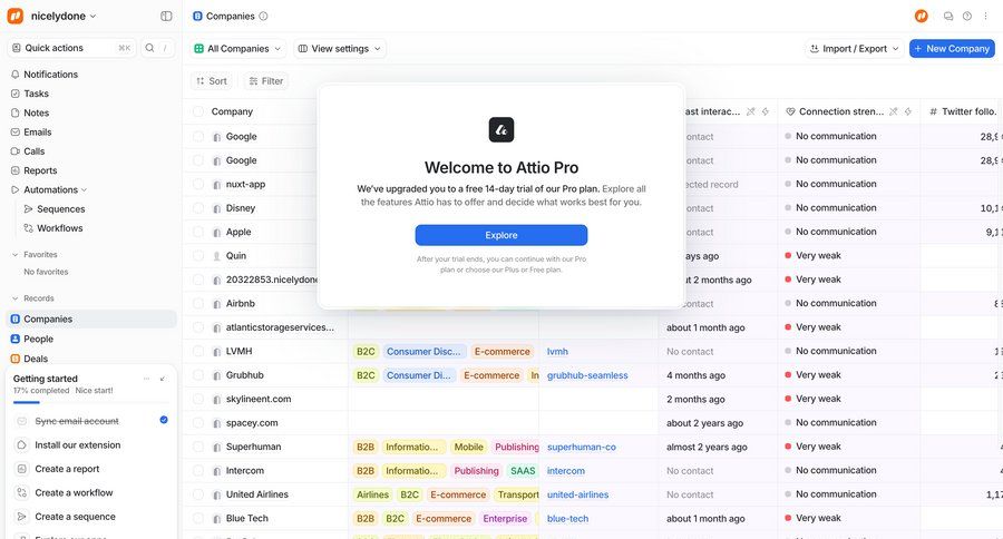 Attio
				onboarding ui page example