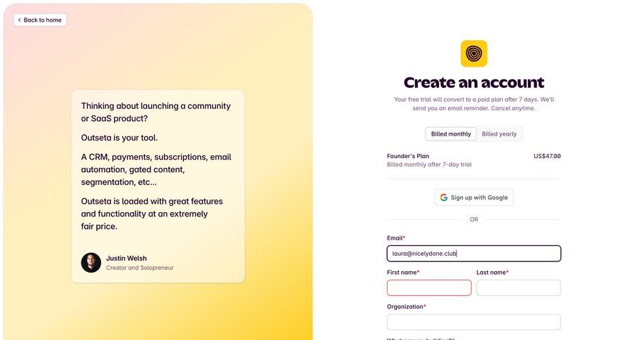 Outseta
			     ux ui design