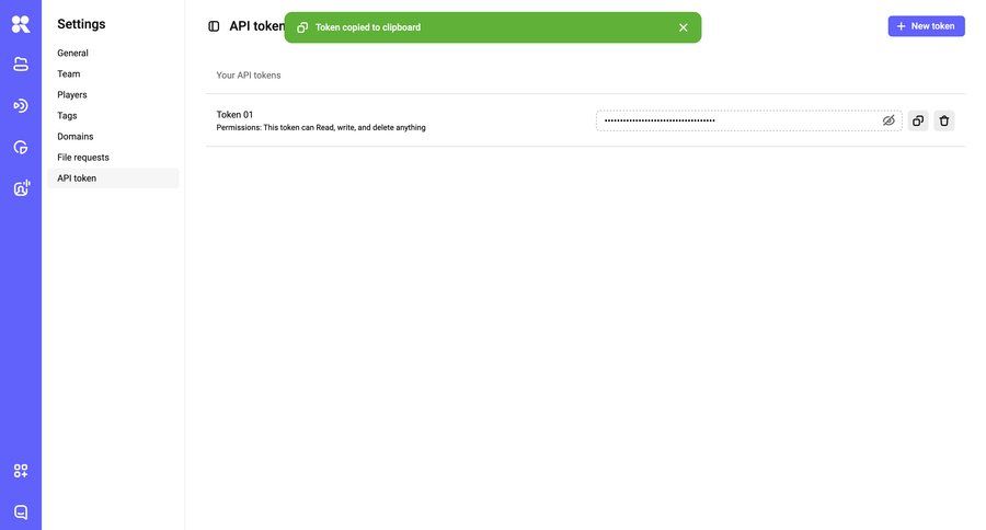 Kinescope
				settings ui page example