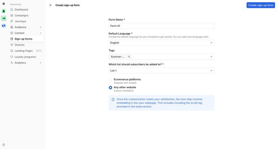 Bird
			 marketing automation audience management configuration screen ui page example