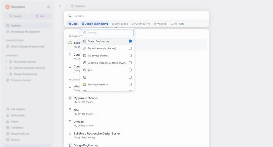 Slite
			 modal screen knowledge management ui page example