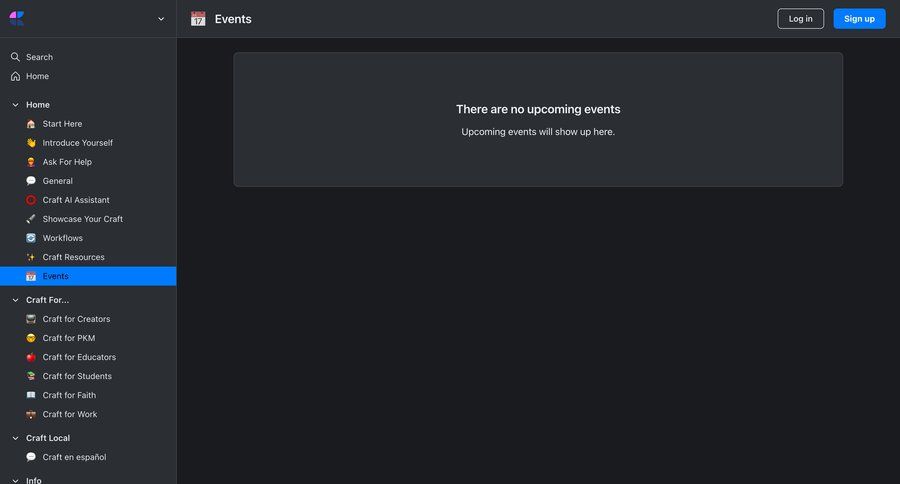 Craft
			 dashboard content discovery hierarchical navigation sidebar mobile event management ui page example