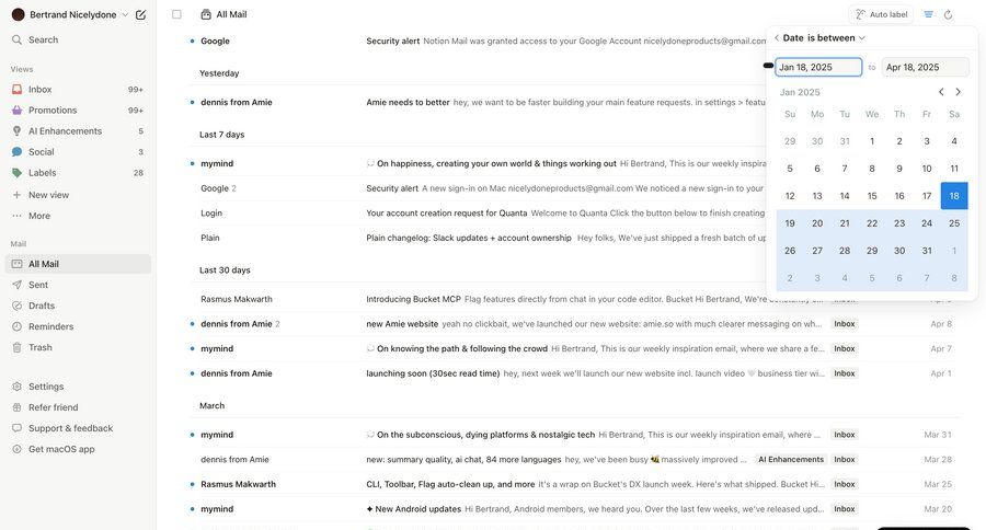 Notion Mail
			settings list filters timeline configuration settings sidebar navigation automation filter controls email inbox parameters date picker filter options filter dropdown timeline ui filter ui date filter search menu ui page example