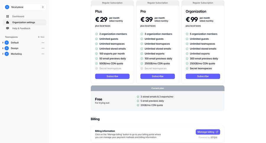 Tabular
			 subscription management plan comparison sidebar subscription plans ui page example