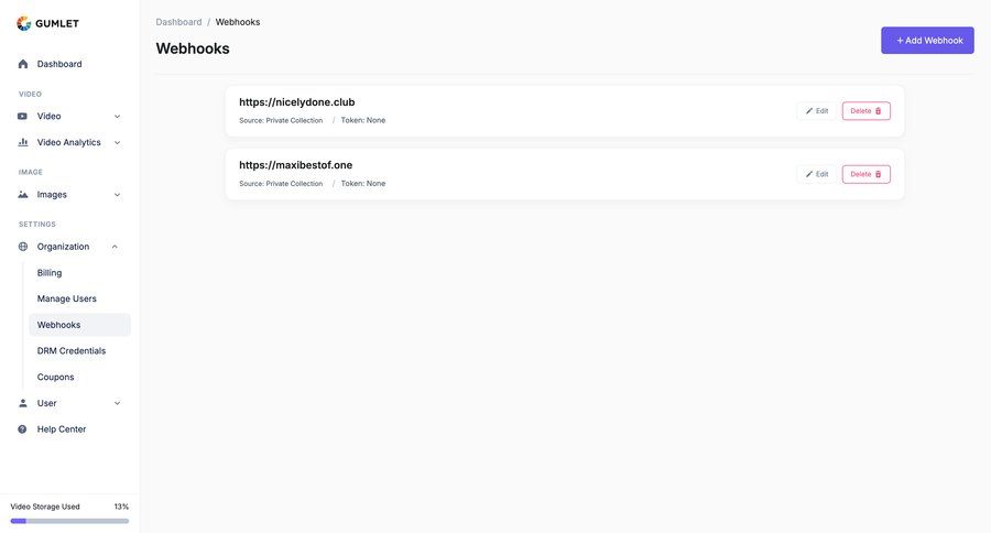 Gumlet
			 configuration settings sidebar navigation list management application management sidebar integration progress bar ui page example