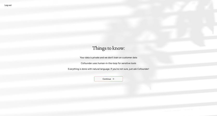 Cofounder
				onboarding page example