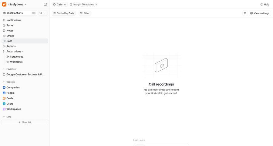 Attio
			 sidebar navigation empty state illustration crm dashboard ui page example