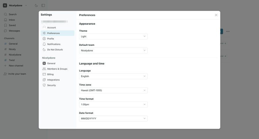 Twist
			language settings settings form sidebar preferences settings modal ui page example