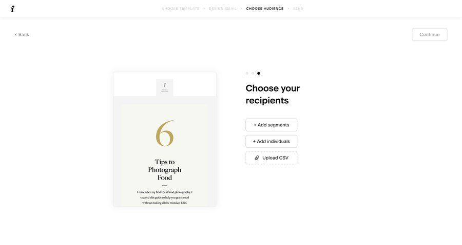Flodesk
			 e-commerce form audience management email ui page example