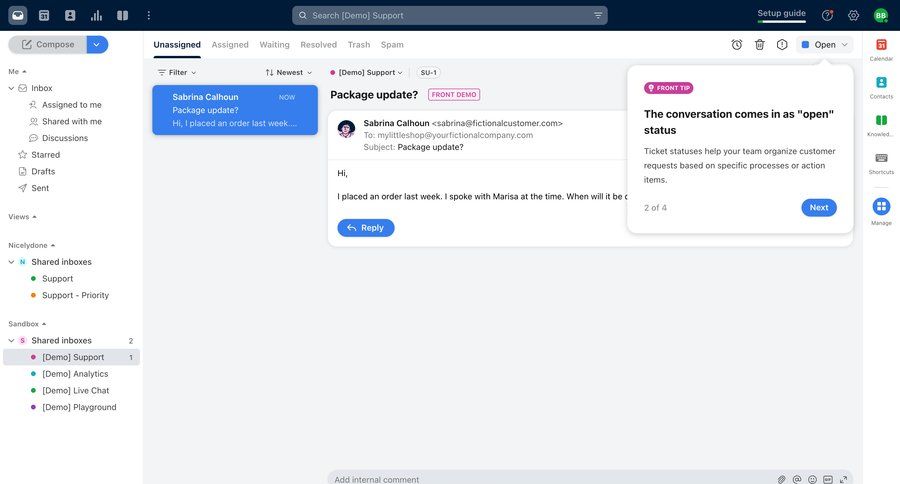 Front
			 sidebar navigation grid email management email inbox task communication tutorial guide communication chat messages guided tour ui page example