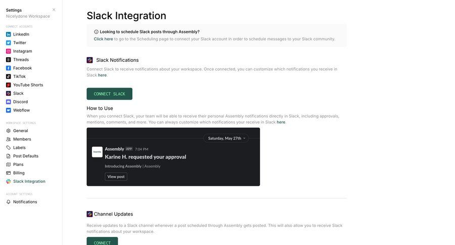 Assembly
			 configuration settings sidebar navigation onboarding workspace settings account settings integration setup sidebar parameters integration documentation order tracking notification settings ui page example