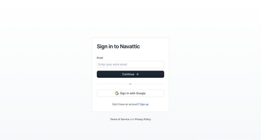 Navattic
			 account management onboarding user authentication authentication ui page example