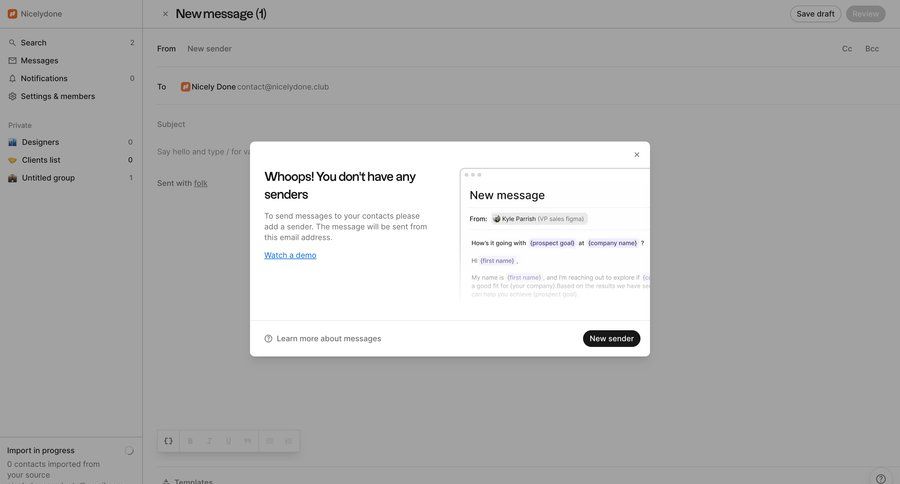 Folk
			 form customer communication email compose email communication ui page example