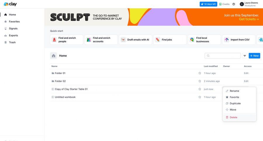 Clay
			 data management dashboard grid delete file management sidebar navigation menu menu duplicate ui page example