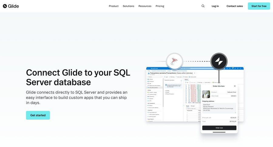 Glide
				product page ui page example