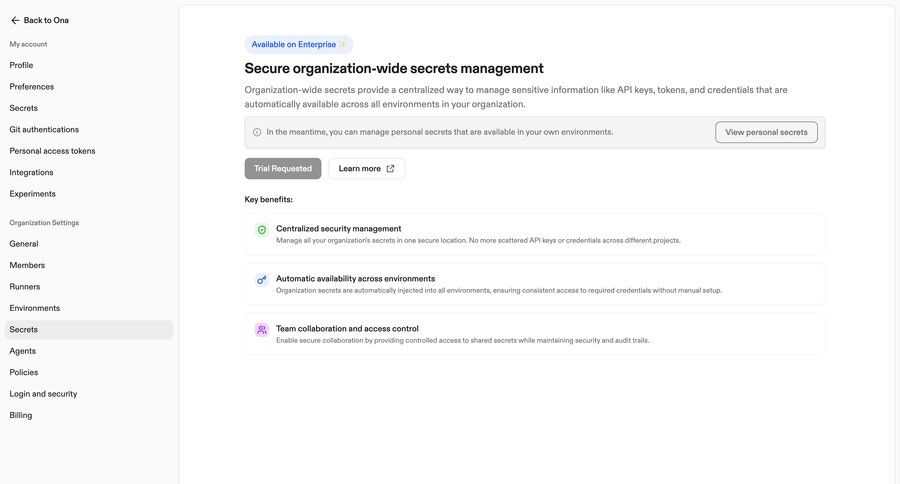 Ona
				workspace settings ui page example