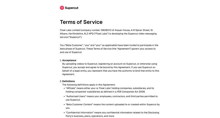 Supercut
			 user termination ui page example