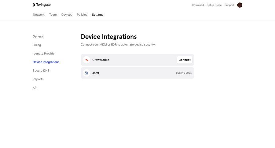 Twingate
			 sidebar settings security configuration integration management coming soon security automation ui page example