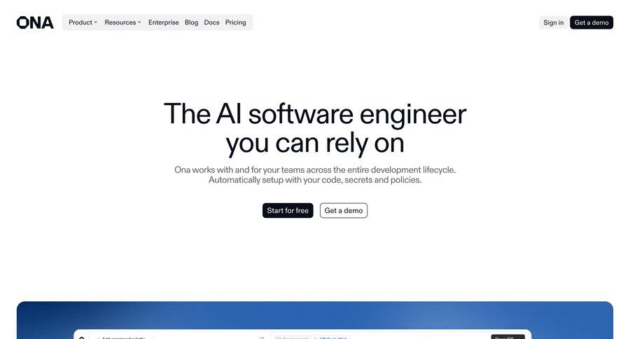 Ona
				landing page ui page example