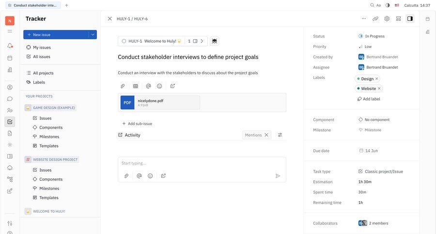 Huly
				list ui page example