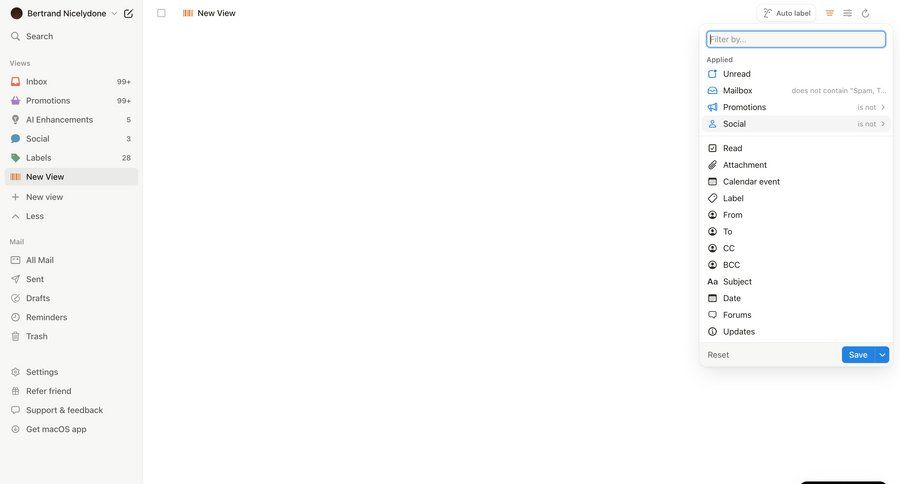 Notion Mail
			 sidebar navigation automation email management filter controls email inbox filters dropdown dropdown filters communication search filters filter options filter dropdown sorting filters filter ui date filter controls search menu ui page example
