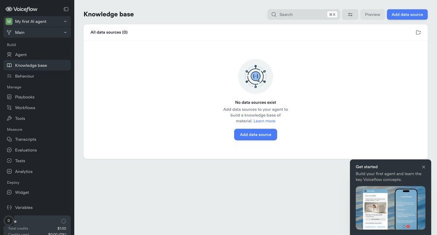 Voiceflow
			 sidebar navigation empty state illustration ui page example
