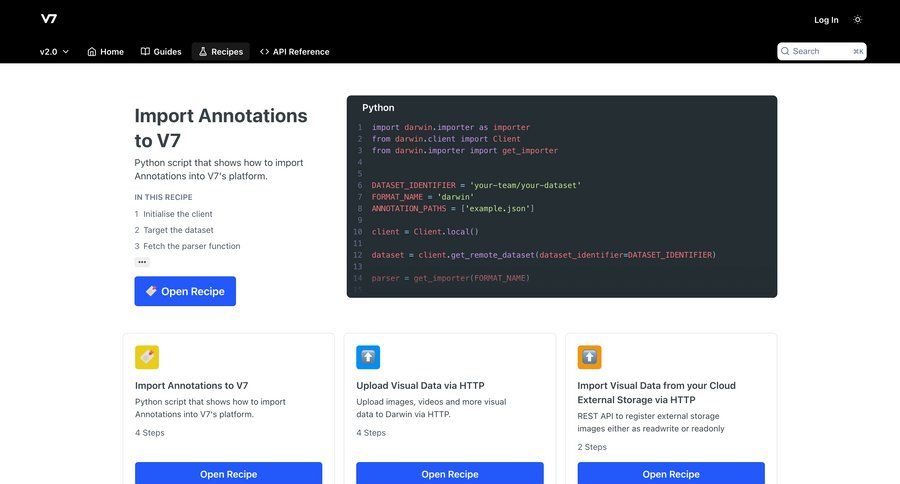 V7
			 import data upload image import tool doc documentation docs importing data ui page example