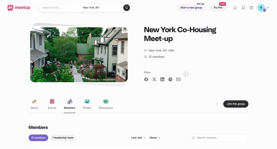 Meetup
				list ui page example