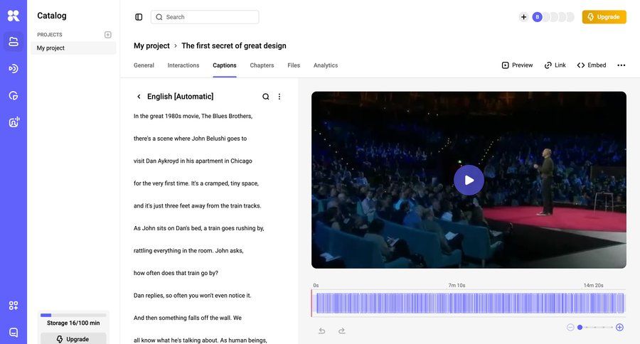 Kinescope
			 timeline view video editor ui page example