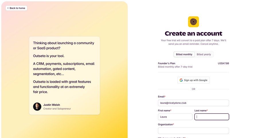 Outseta
			       ux ui design