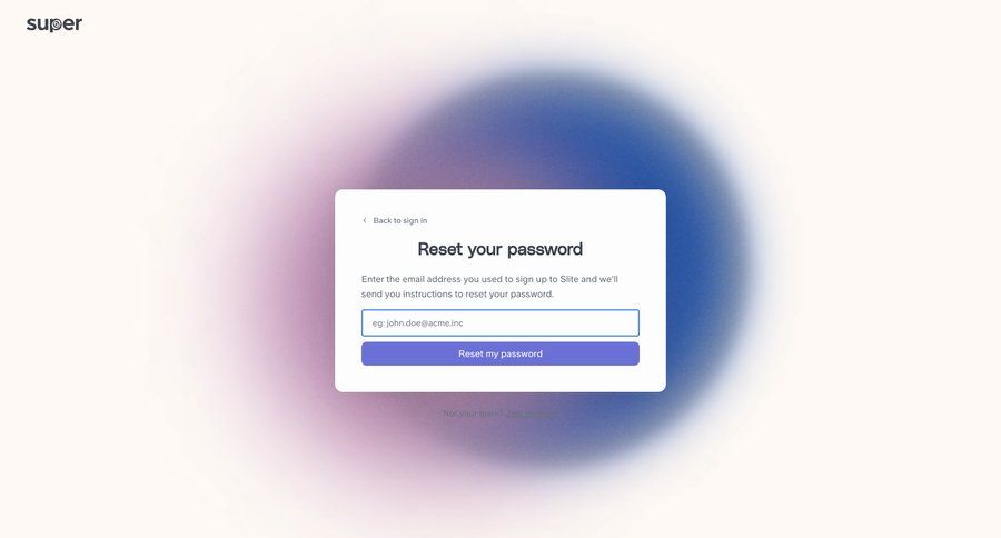 Super
				password reset ui page example