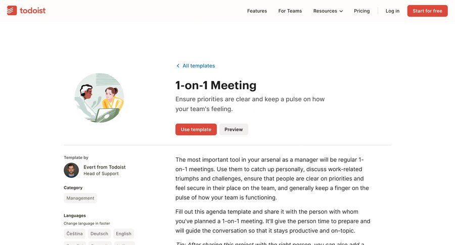Todoist
			 free templates rich text meeting ui page example