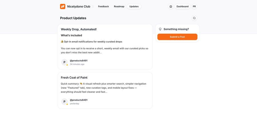 UserJot
			list news changelog (product) changelog dashboard product update ui page example