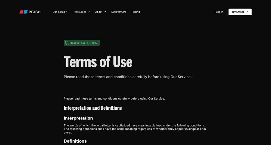 Eraser
				legal page example