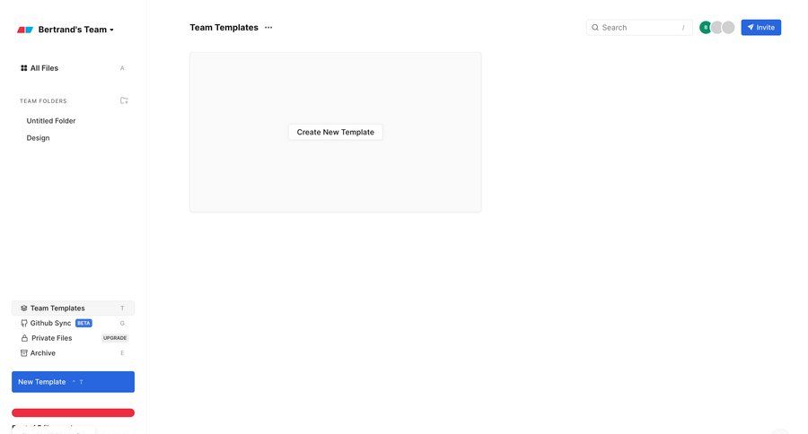 Eraser
			 team collaboration sidebar navigation templates file management project collaboration team workspace user invitation sidebar blank state void blank non-ideal state empty page prompt create menu template creation ui page example