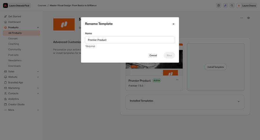 Kajabi
			 form modal interaction template customization ui page example