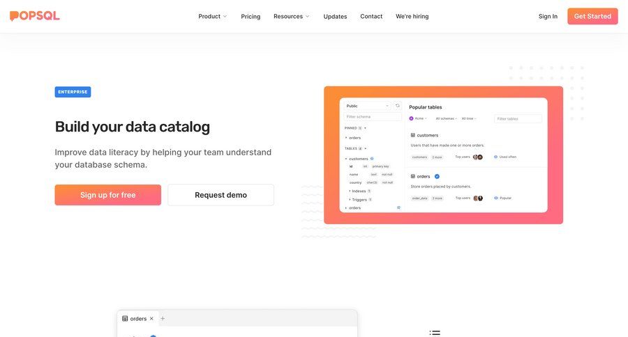 PopSQL
			 advanced search data governance ui page example