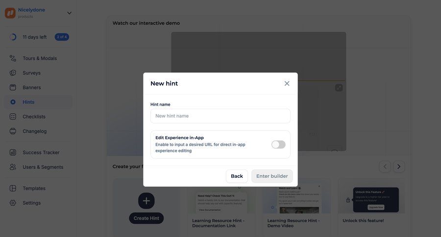 Jimo
			 configuration settings grid form upgrade modal new create generate changelog check out suggestion ui page example