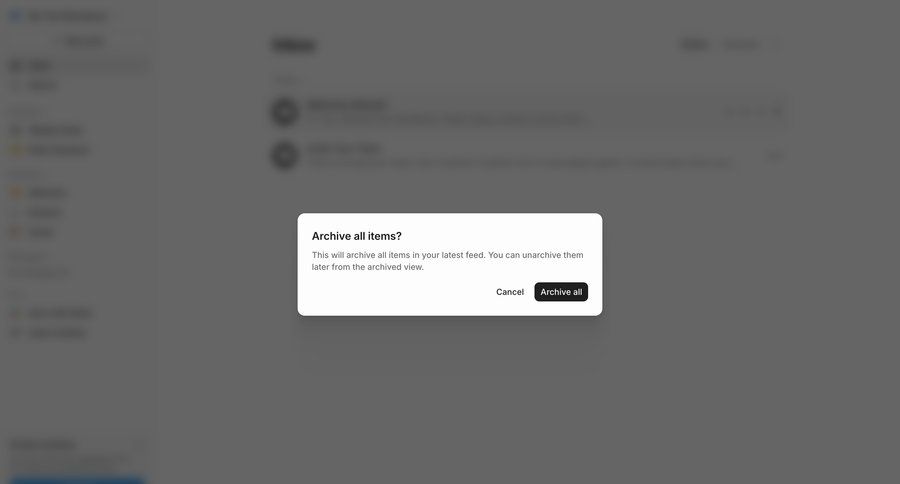 Cushion
			 inbox management bulk archive ui page example