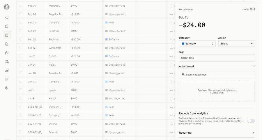 Midday
			 form finance file upload tagging ui page example