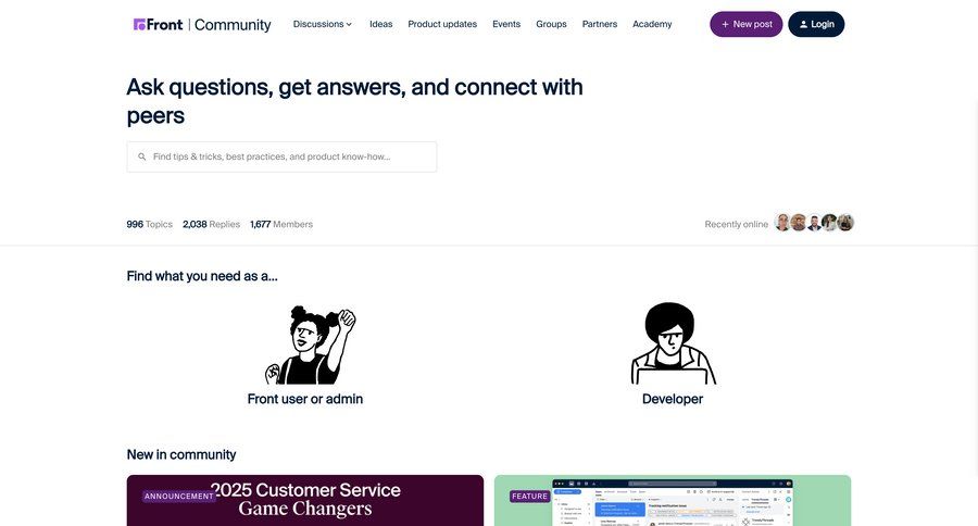 Front
			community call recording announcement sort by ui conversational order tracking news feed ui page example