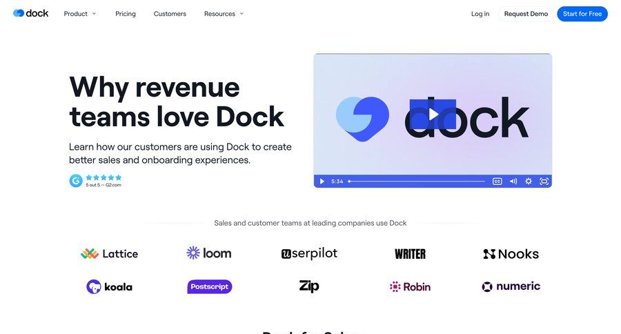 Dock
			 customer success case studies customer stories b2b saas ui page example