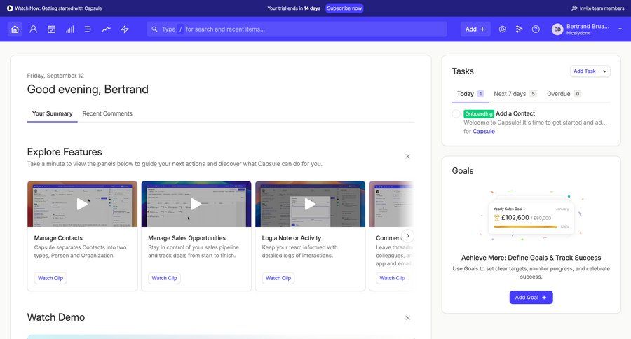 Capsule
			 task management dashboard onboarding dashboard overview menu progress bar ui page example