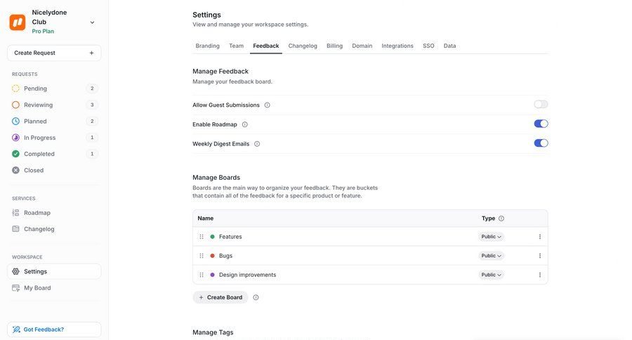 UserJot
			settings team settings workspace settings notification settings collaboration configuration settings sidebar navigation tag management table ui page example