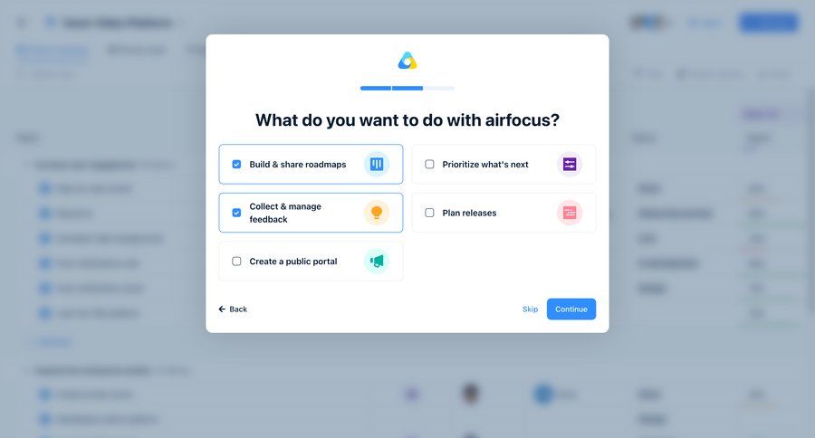 Airfocus
				onboarding page example