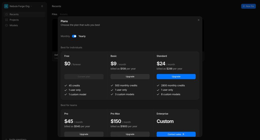 Morphic
			 account management modal dialog account settings subscription management plan comparison ui page example