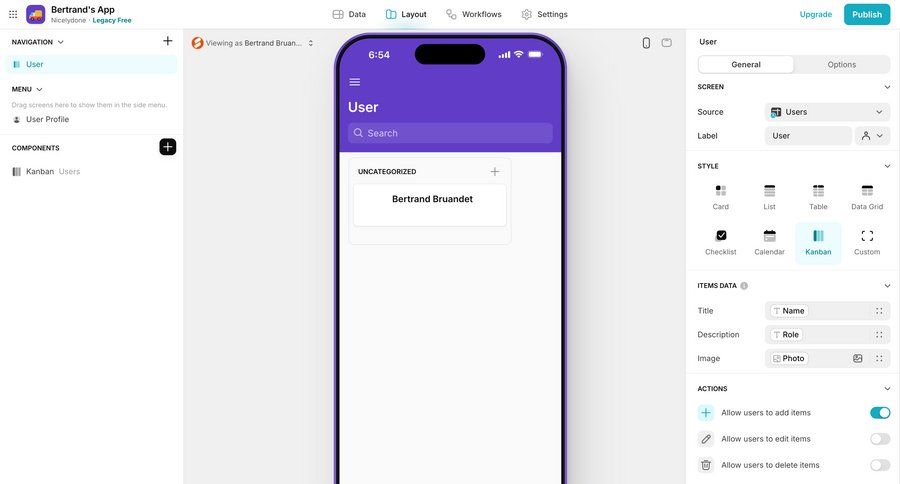 Glide
			 dashboard user management kanban board menu ui page example